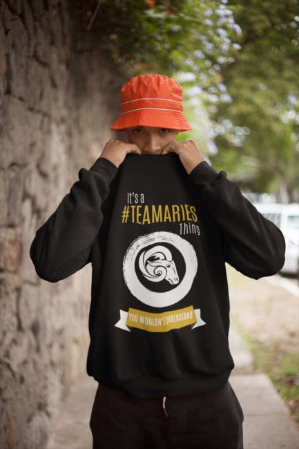 It's A Team Aries Thing | Black Premium Unisex Heavy Blend™ Sweatshirt | Gold Print | 2022 Collection - Image 3