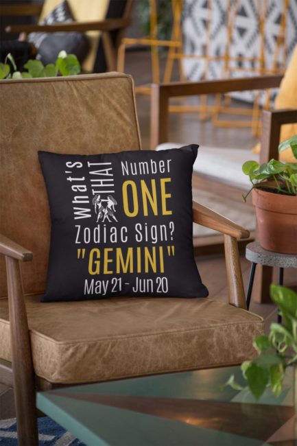 What's That Number One Zodiac Sign? Gemini | Black Accent Throw Pillows | Gold Print | 2022 Collection - Image 2