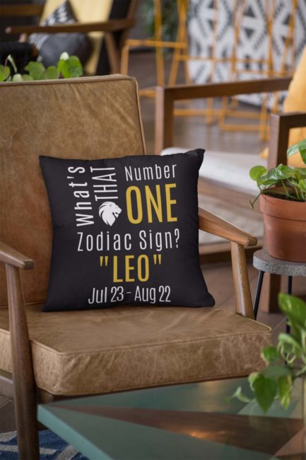 What's That Number One Zodiac Sign? Leo | Black Accent Throw Pillows | Gold Print | 2022 Collection - Image 3