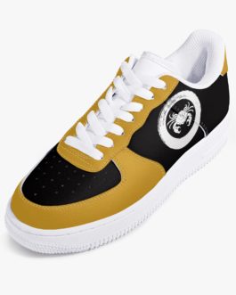 Team Cancer | Low-Top Leather Sport Sneakers | Black & Gold | 2022 Collection