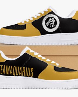 Team Aquarius | Low-Top Leather Sport Sneakers | Black & Gold | 2022 Collection