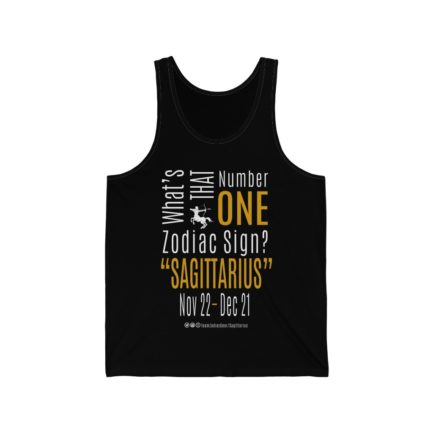 What's That Number One Zodiac Sign? Sagittarius | Black Premium Unisex Jersey Tank Top | Gold Print | 2022 Collection