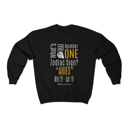 What's That Number One Zodiac Sign? Aries | Black Premium Unisex Heavy Blend™ Sweatshirt | Gold Print | 2022 Collection