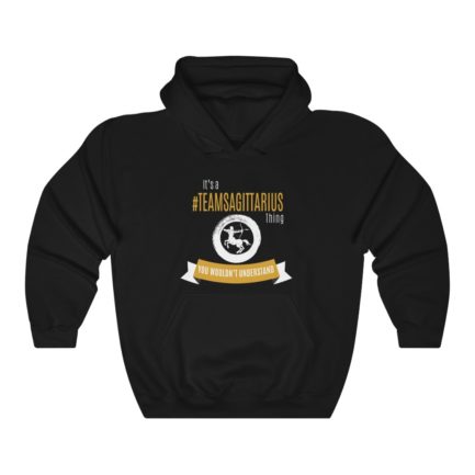 It's A Team Sagittarius Thing! | Black Premium Unisex Heavy Blend™ Hooded Sweatshirt | Gold Print | 2022 Collection