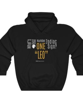 What’s That Number One Zodiac Sign? Leo | Black Premium Unisex Heavy Blend™ Hooded Sweatshirt | Gold Print | 2022 Collection