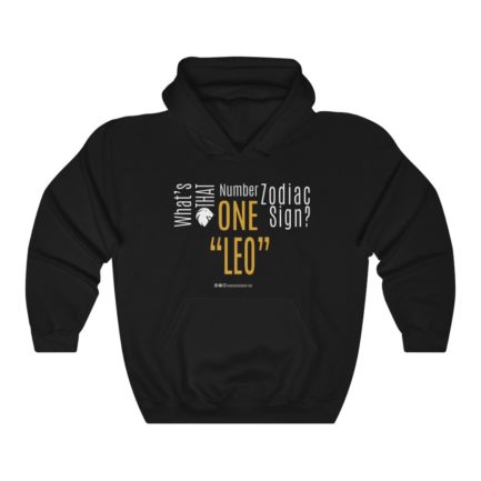 What's That Number One Zodiac Sign? Leo | Black Premium Unisex Heavy Blend™ Hooded Sweatshirt | Gold Print | 2022 Collection