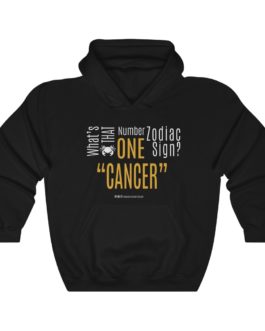 What’s That Number One Zodiac Sign? Cancer | Black Premium Unisex Heavy Blend™ Hooded Sweatshirt | Gold Print | 2022 Collection