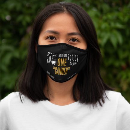 What's That Number One Zodiac Sign Mask | Cancer | Black Fitted Face Mask | Gold Print | 2022 Collection - Image 6