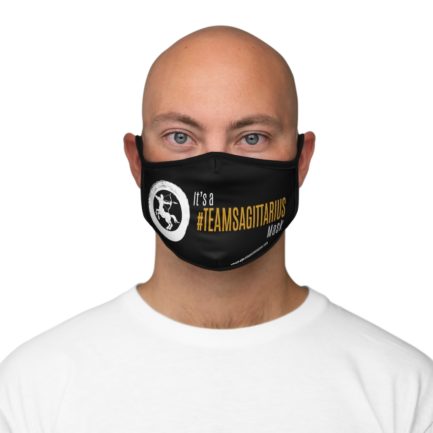 It's A Team Sagittarius Mask | Black Fitted Face Mask | Gold Print | 2022 Collection - Image 2