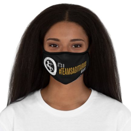 It's A Team Sagittarius Mask | Black Fitted Face Mask | Gold Print | 2022 Collection - Image 4