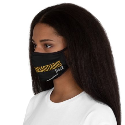 It's A Team Sagittarius Mask | Black Fitted Face Mask | Gold Print | 2022 Collection - Image 5