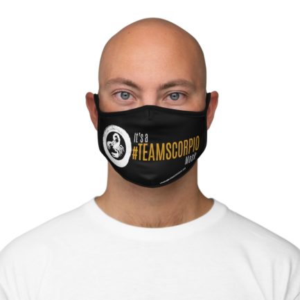 It's A Team Scorpio Mask | Black Fitted Face Mask | Gold Print | 2022 Collection - Image 2