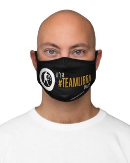 It’s A Team Libra Mask | Black Fitted Face Mask | Gold Print | 2022 Collection