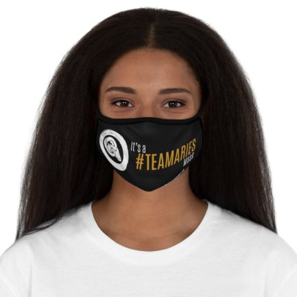 It's A Team Aries Mask | Black Fitted Face Mask | Gold Print | 2022 Collection - Image 4