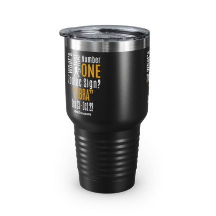 What's That Number One Zodiac Sign? Libra | Black 30 oz. Insulated Tumbler | Gold Print | 2022 Collection - Image 2