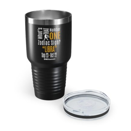 What's That Number One Zodiac Sign? Libra | Black 30 oz. Insulated Tumbler | Gold Print | 2022 Collection - Image 5