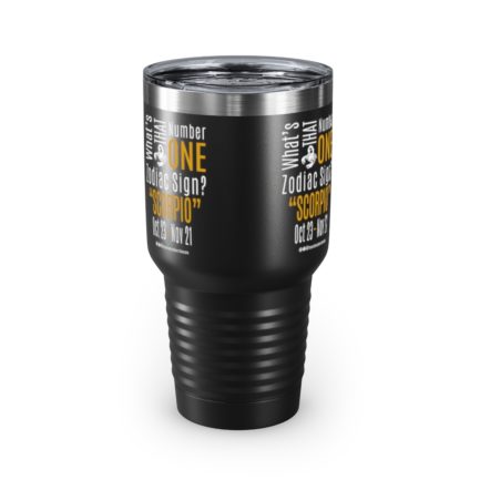 What's That Number One Zodiac Sign? Scorpio | Black 30 oz. Insulated Tumbler | Gold Print | 2022 Collection - Image 3