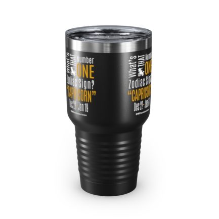 What's That Number One Zodiac Sign? Capricorn | Black 30 oz. Insulated Tumbler | Gold Print | 2022 Collection - Image 3