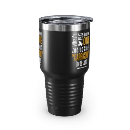 What's That Number One Zodiac Sign? Capricorn | Black 30 oz. Insulated Tumbler | Gold Print | 2022 Collection - Image 4